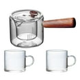 thumbnail image 4 of Tetera de vidrio de alto borosilicato, tetera transparente con mango y tapas, tetera para viajes, restaurante y Camping , Olla con 2 tazas, 4 of 8