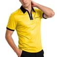 thumbnail image 2 of Hearthz Polo Shirts Men with Pocket Quarter Zip Men's Short-Sleeve Shirt Casual Slim Fit Lapel Collar Workout Shirts Men ,Yellow XXL, 2 of 9