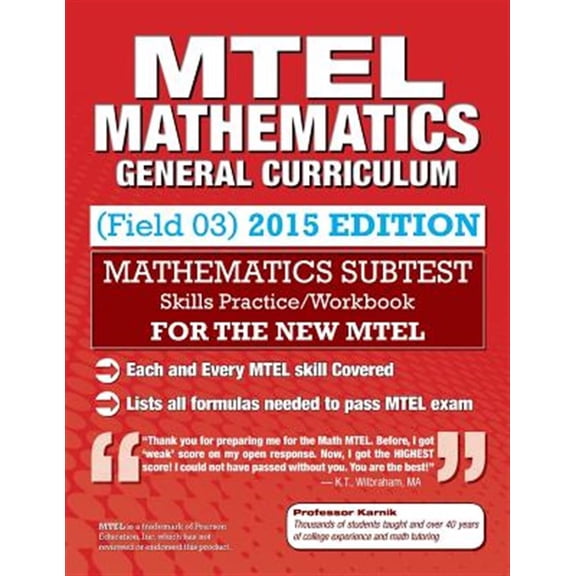 Pre-Owned Mtel Mathematics: Skills Practice, General Curriculum (03) Subtest