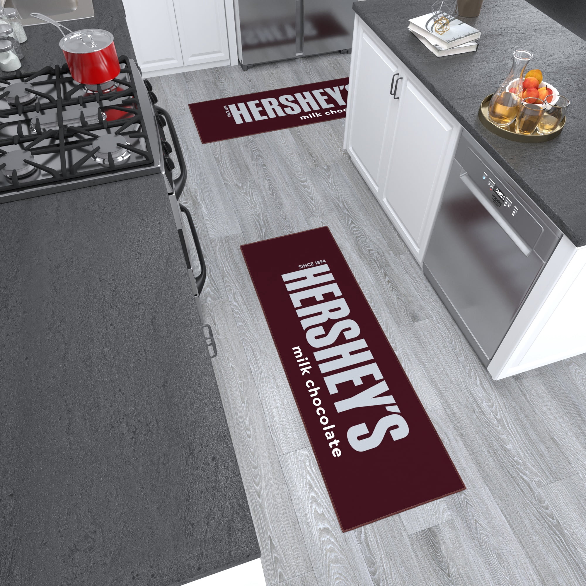 Ottomanson Hershey Logo Machine Washable Non-Slip Rubberback 2x5 Runner Rug, 20"x 59", Brown