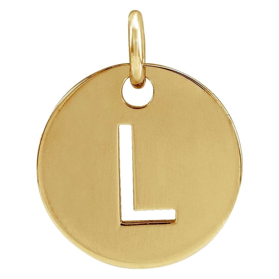 14k Yellow Gold Letter Name Personalized Monogram Initial L 10mm Polished Initial Disc Pendant Necklace Pendant for Wome