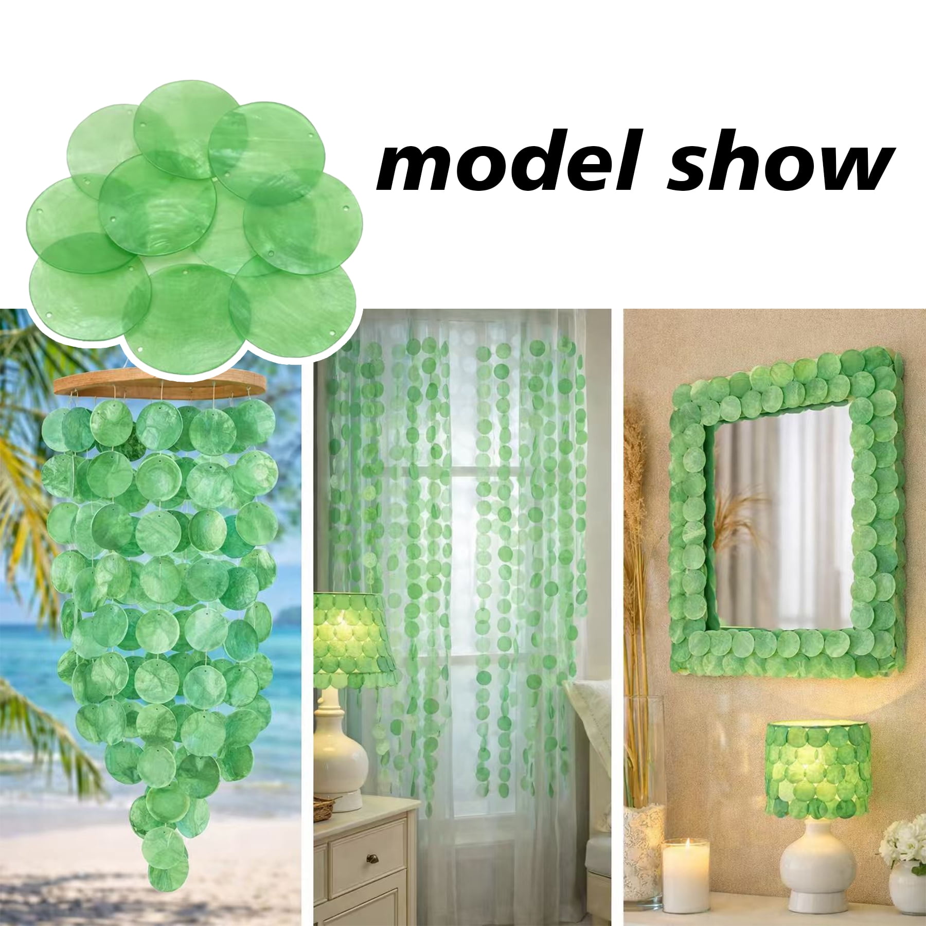 120Pcs Capiz Shells 1.97in Round Natural Shells with 2 Holes for Seashell Wind Chimes Curtain Shell Garland DIY Craft Wedding Home Decoration