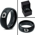 thumbnail image 4 of Tungsten Iowa Hawkeye State Heart Band Ring 8mm Men Women Comfort Fit Black Dome Polished, 4 of 4
