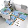 thumbnail image 3 of Summer Beach Bath Rug Sets 3 Piece Sunshine Mason Jar Tropical Palm Trees Ocean Sea Starfish Bath Mat Soft Non Slip Water Absorbent U-Shaped Contour Toilet Mat, Toilet Lid Cover, 3 of 6