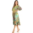 thumbnail image 4 of Sakkas Sole Women's Casual Boho Floral Print V neck Swing Long Sleeve Dress Midi - 580-Turq - L/XL, 4 of 5