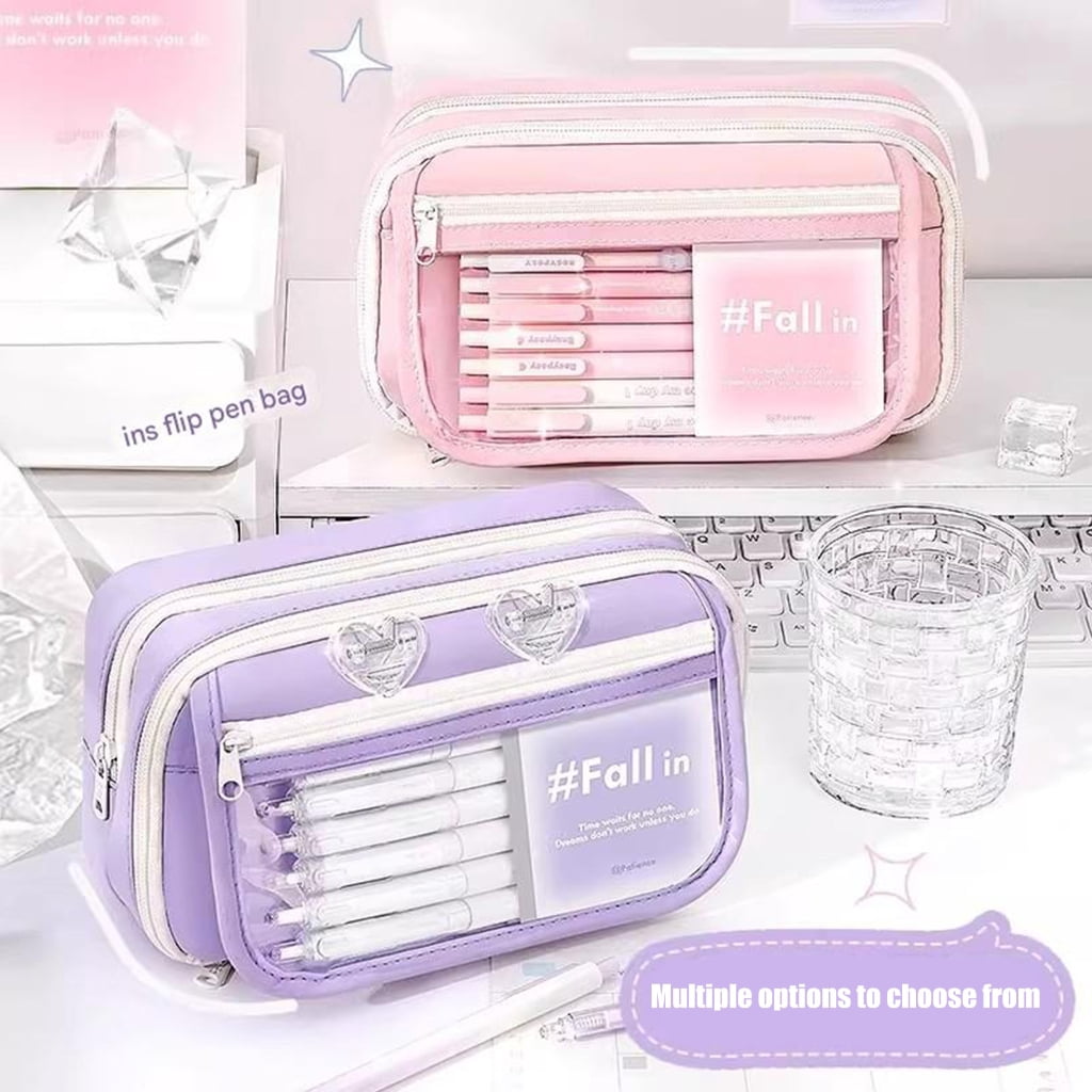 Large Capacity Pencil Case Canvas Multiple Compartments 5 Colors