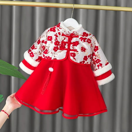 

Hunpta Set Dresses Year Warm Chinese Baby Clothes Tang Thick Coat Outfits Suit Princess Girls Toddler Kids Girls Dress&Skirt