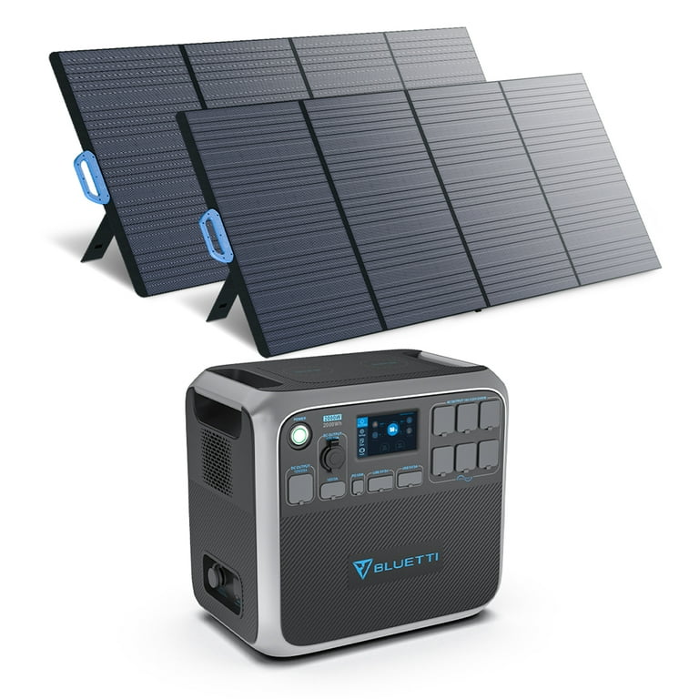 BLUETTI AC200P Solar Generator w/2Pcs 350W Solar Panels 2000W