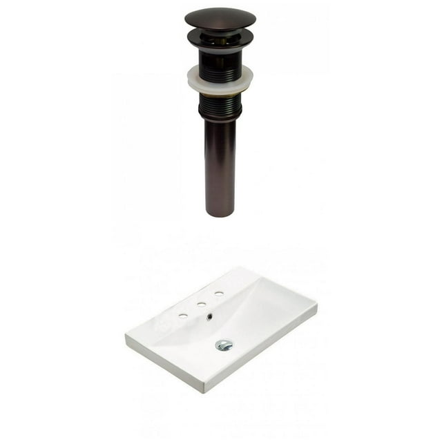 American Imaginations 23.86-in. W 3H8-in. Ceramic Top Set In White Color - Overflow Drain Incl. AI-30888