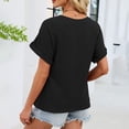 thumbnail image 7 of ManxiVoo Women Lace Trim Tee Round Neck Short Sleeve Blouse in A Relaxed Fit for Casual Outings XL Size Black, 7 of 7