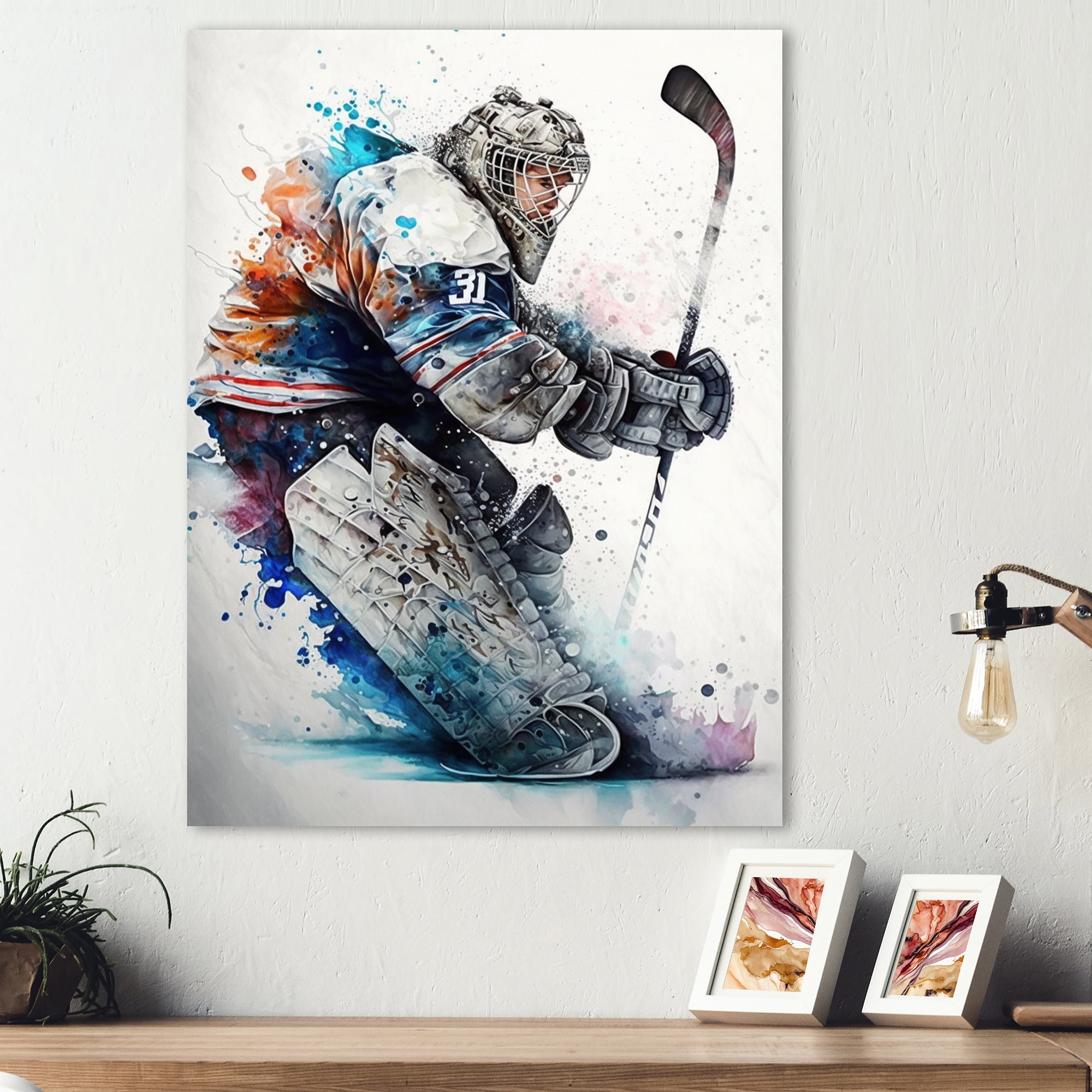 Designart Hockey Goalie IV Canvas Wall Art