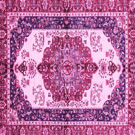 Ahgly Company Indoor Square Abstract Pink Modern Area Rugs, 3' Square