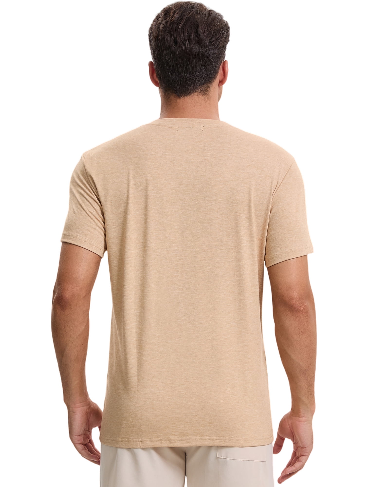 DARING DIVA Men's Casual Summer Short Sleeves Button Henley Basic Tee 2XL Khaki