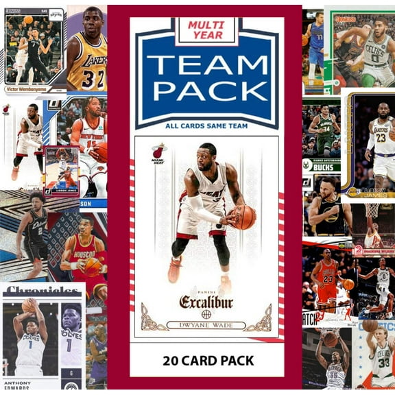 20 Card Multiyear Team Pack Miami Heat 2025 2026 2024 Topps Panini Dwayne Wade
