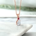 thumbnail image 4 of Gem Stone King 18K Rose Gold Plated Silver Red Created Ruby Pendant with Chain Set with Moissanite (1.38 Cttw), 4 of 4