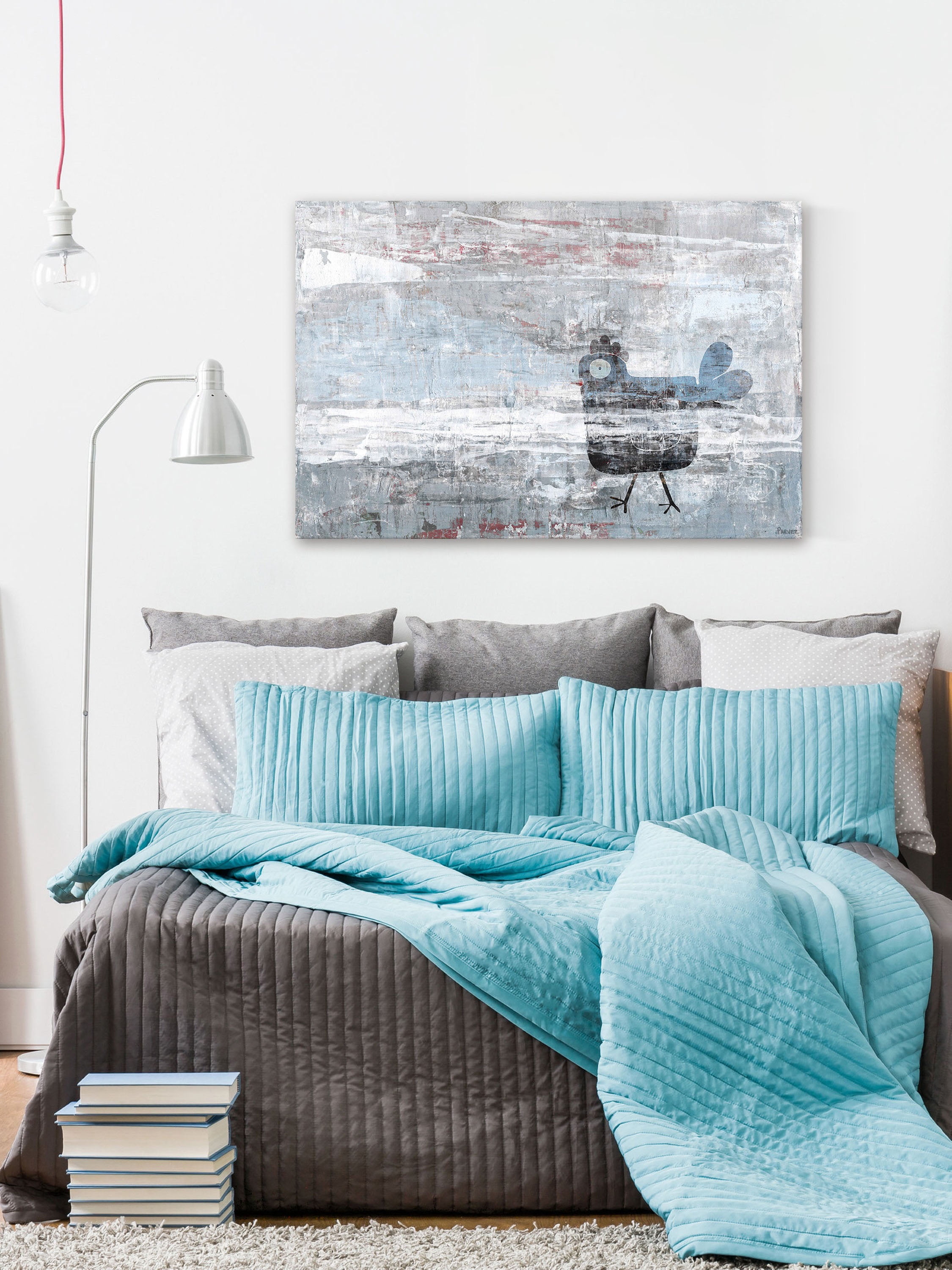 "Hazy Hen" Painting Print on Wrapped Canvas