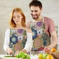 thumbnail image 3 of Colorful Pioneer Flower Pattern Apron-Garden Aprons for Women with Pockets-Cotton Linen Waterproof Kitchen Cooking Gardening Aprons Adjustable for Kitchen,Cooking,BBQ and Salon 33x27 Inch, 3 of 7