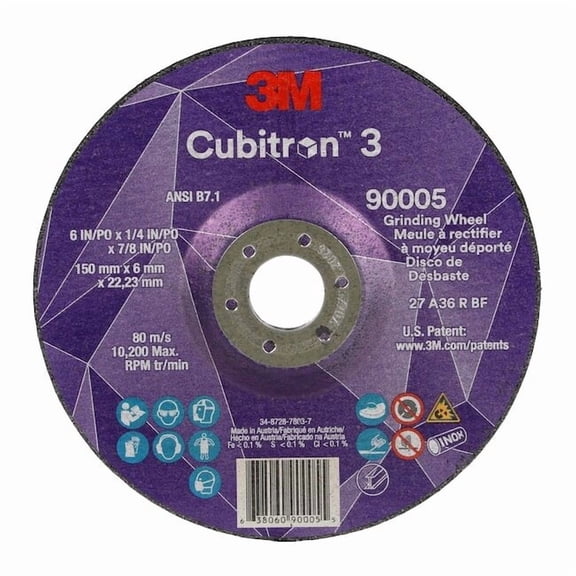 3m Cubitron Depressed Center Grinding Wheel,36 Grit 90005