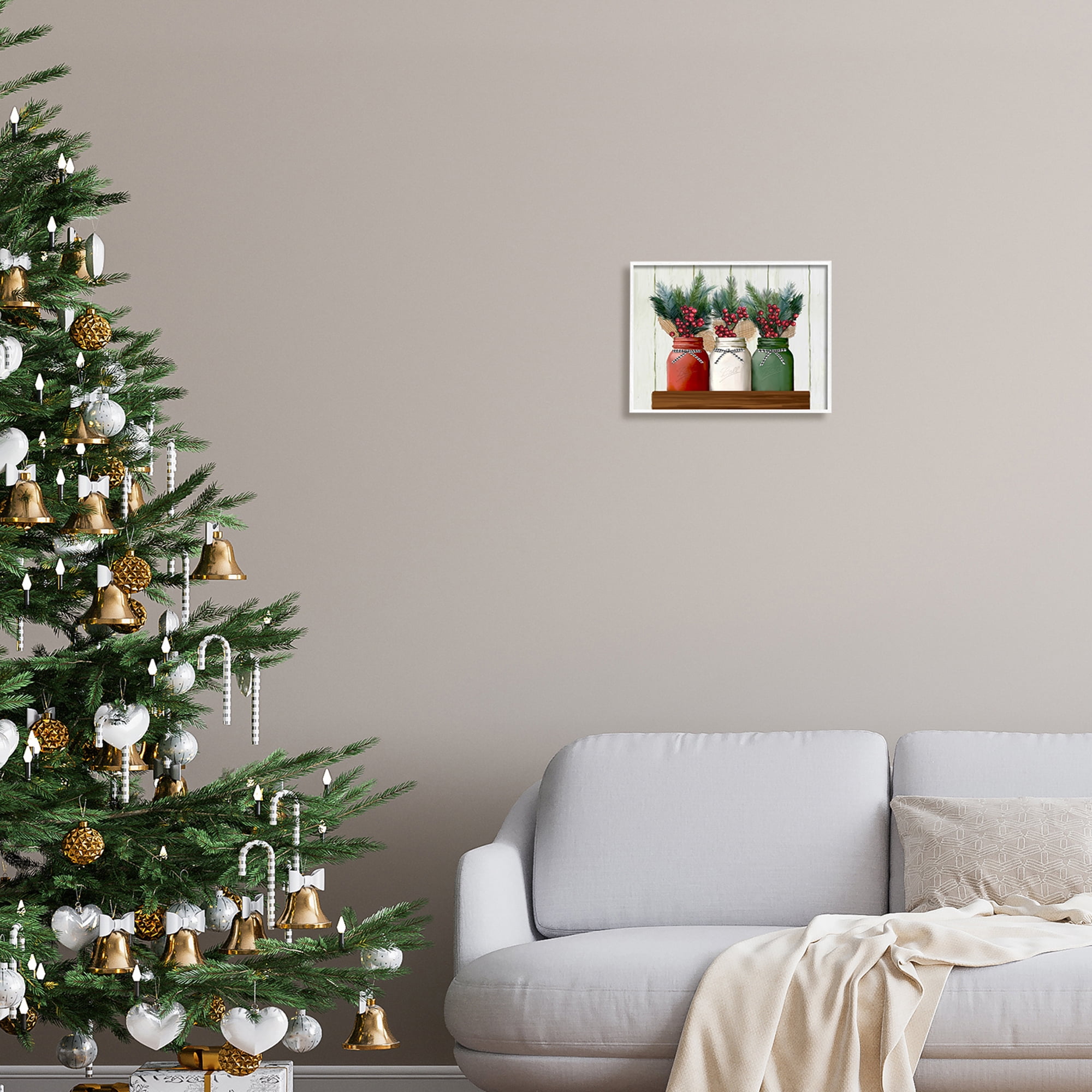 Stupell Industries Festive Holiday Jars Christmas Berry Bouquets Graphic Art Framed Art Print Wall Art, 14x11, By Ziwei Li