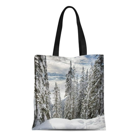 ASHLEIGH Canvas Tote Bag Hiking Winter Forest in Alps Near Kufstein Austria Europe Reusable Shoulder Grocery Shopping Bags