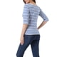 thumbnail image 3 of Camiseta básica de mujer con mangas de codo Inspire Chic, cuello redondo, ajuste slim, casual, estampada, talla S, azul y blanco, 3 of 6