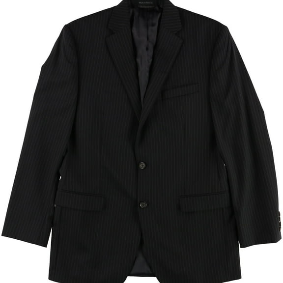 Ralph Lauren Mens Classic Pinstripe Two Button Blazer Jacket, Black, 40 Long