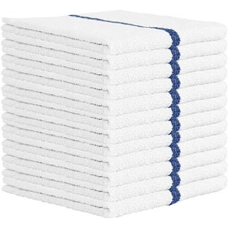 Pacific Linens 100% Cotton Kitchen Towels, Absorbent Rags for Cleaning  Counter Top, Hand Drying Dishes - Thick, Soft, Durable, Reusable, Machine  Washable Quick Dry Barmops 16” x 19” (White, 12) 