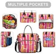 thumbnail image 2 of OBREWU Red and Orange Modern Art Geometric Women's Insulated Leakproof Large Lunch Bag, Oxford Cloth, 2 of 7