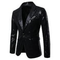 thumbnail image 2 of Kilaqueen Mens Single Breasted One Button Sequin Lapel Dress Suit Jacket Fashion Party Festival Tuxedo Club Porm Blazers, 2 of 7