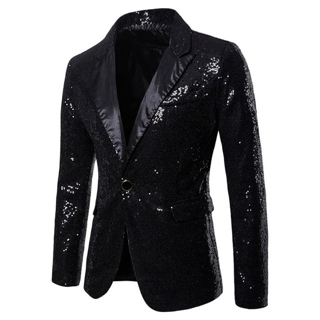 Veste de Costume à Manches Longues à Paillettes pour Hommes, Mode Décontractée pour Bureau