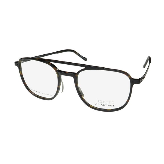 NEW LIGHTEC 30107L MENS DESIGNER FULL-RIM TORTOISE / BLACK FRAME DEMO LENSES 52-19-145 SPRING HINGES EYEGLASSES/EYE GLASSES