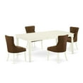 thumbnail image 2 of East West Furniture Dover 5-piece Wood Dining Set in Linen White/Dark Coffee, 2 of 5