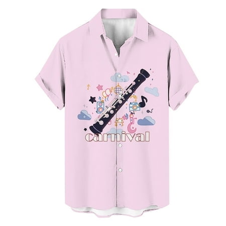 PMUYBHF Mode Printemps et Été pour Hommes Chemise à Manches Courtes Imprimée Guitare Musicale 2761 TG