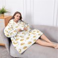 thumbnail image 5 of Oversized Wearable Blanket Hoodie,White Golden Cloud Moon Pattern Sherpa Blanket Hoodie with Super Pockets,Super Warm Fuzzy Pullover for Women & Men, 5 of 6