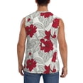 thumbnail image 4 of Fotbe Men's Leaves And Anemone Flowers In Red Grey Print Men's Sleeveless Muscle Tank Tops Casual T-Shirts for Gym Workout Beach-3X-Large, 4 of 8