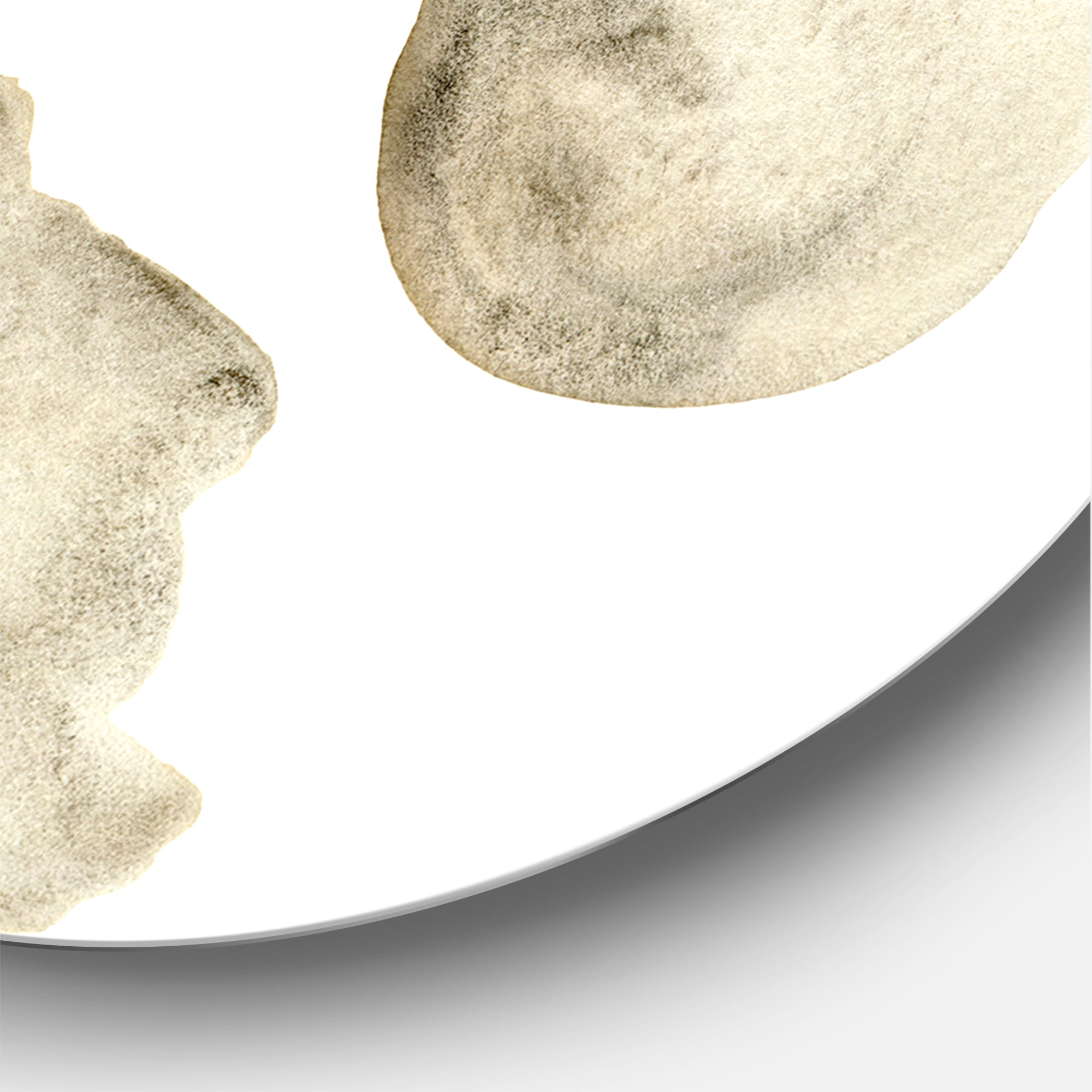 Designart 'Golden Beige and Grey Clouds II' Modern Circle Metal Wall Art 23x23 - Disc of 23