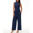 thumbnail image 7 of Vine Womens Summer One Piece Jumpsuits Dressy Casual Outfits Sleeveless Mock Neck Wide Leg Pants Rompers With Pockets, 7 of 7