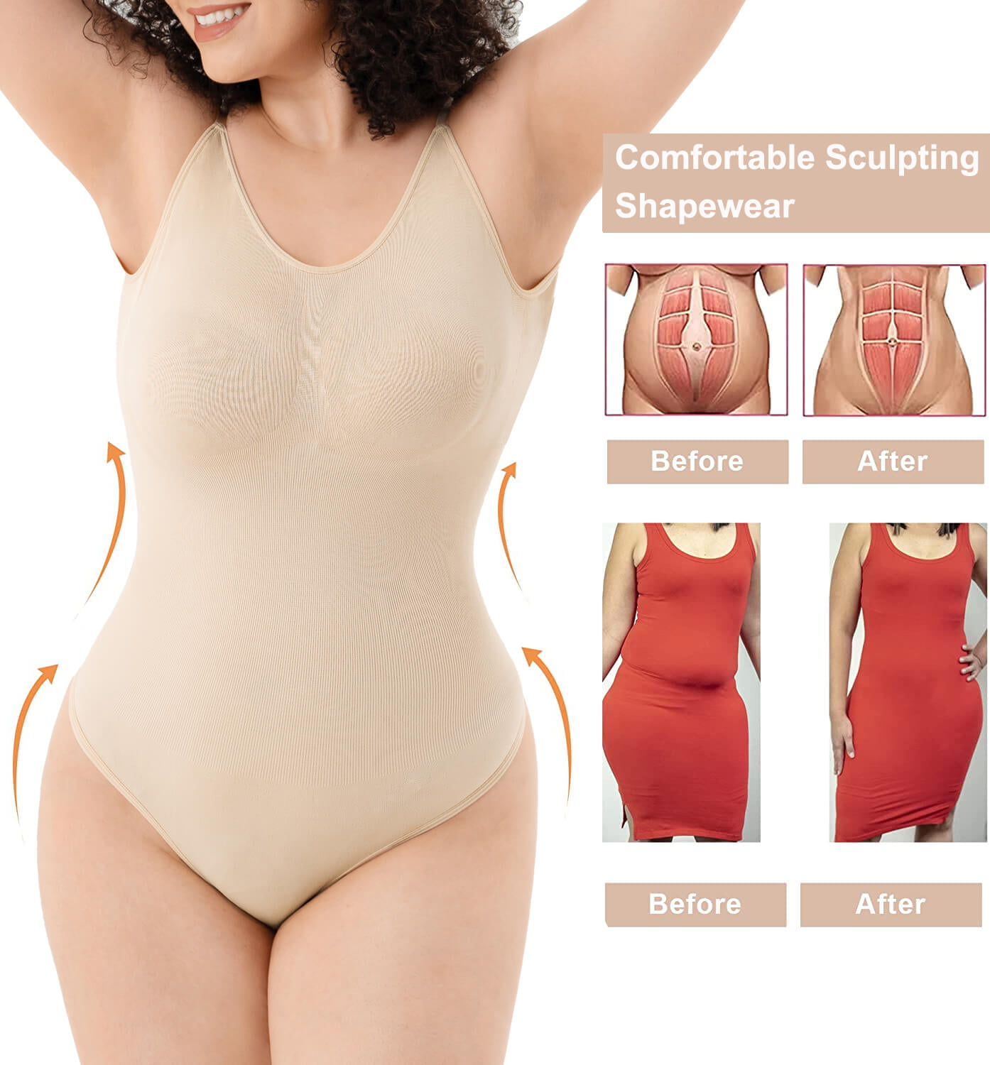 Buy Vaslanda Women's Seamless Shapewear Bodysuit Tummy Control Ultra-Thin  Full Body Shaper with Ajustable Shoulder Strap Online at desertcartMaldives