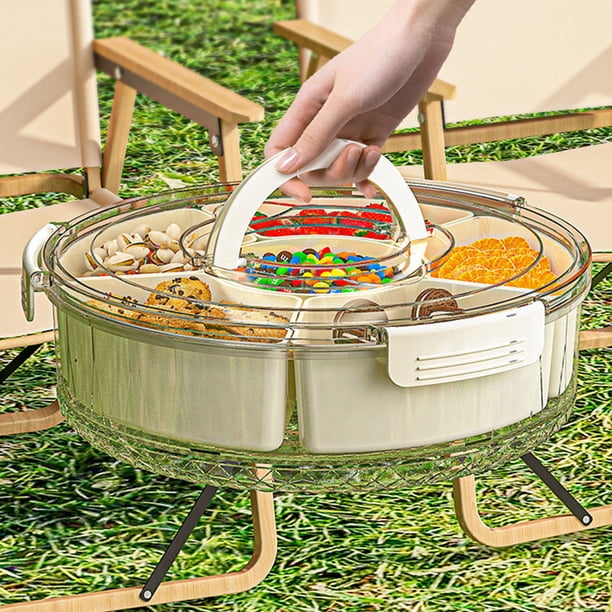 Bandeja Para Servir Dividida, Bandeja Para Servir Giratoria Dividida, Portátil De Gran Capacidad Para Refrigeradores