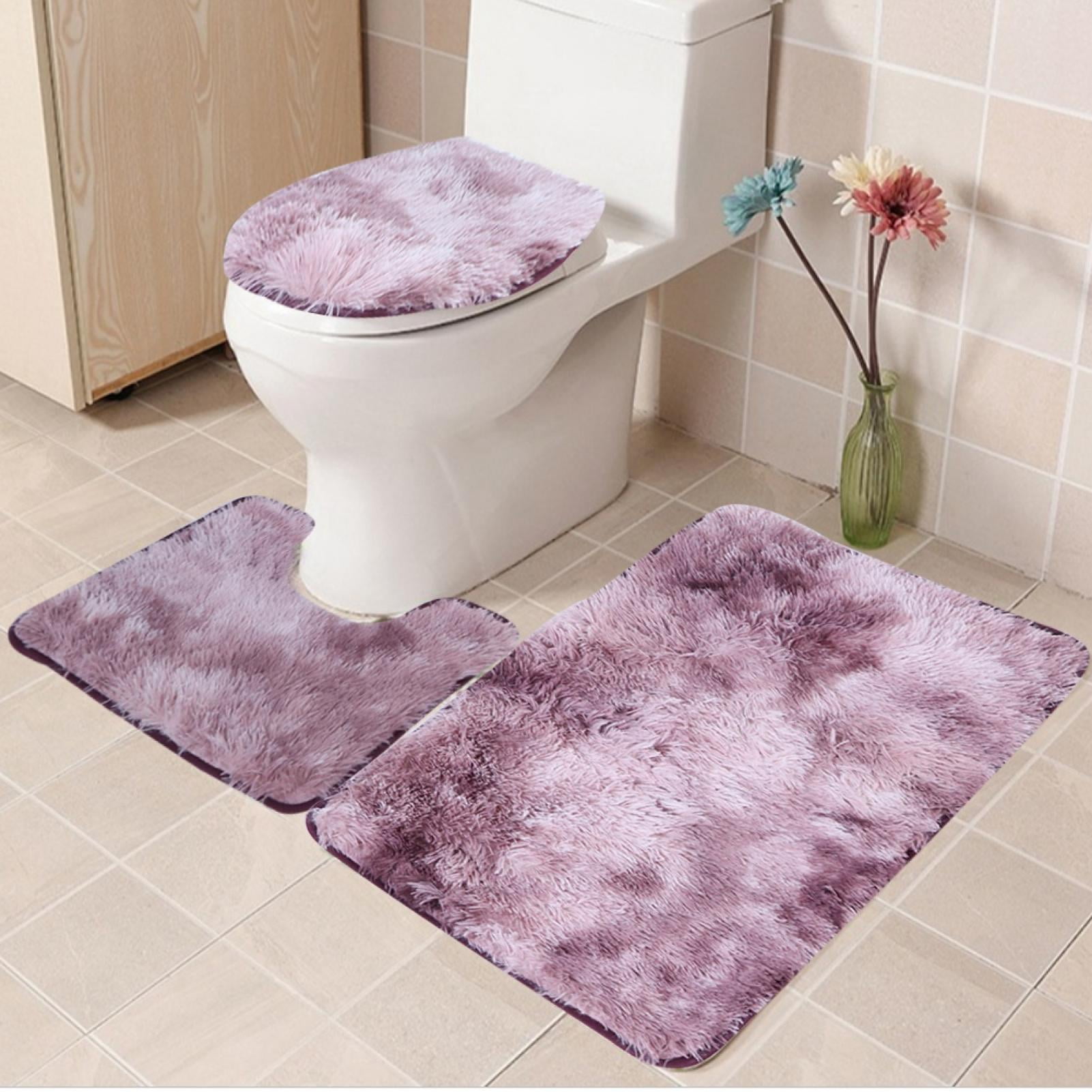 3pcs Bathroom Rug Set Soft Non Slip Toilet Lid Cover Bath Mat Contour Rug Home Decoration
