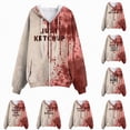 thumbnail image 2 of Towmus Women's Halloween Hoodies Tie-Dye Letter Printed Zip Up Drawstring Hooded Jackets With Pockets, Long Sleeve, XS-6XL, 2 of 6