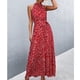 thumbnail image 3 of Vestido largo con cuello halter, sin mangas, estampado transpirable, vestido largo de verano para mujer, rojo, XL, 3 of 6