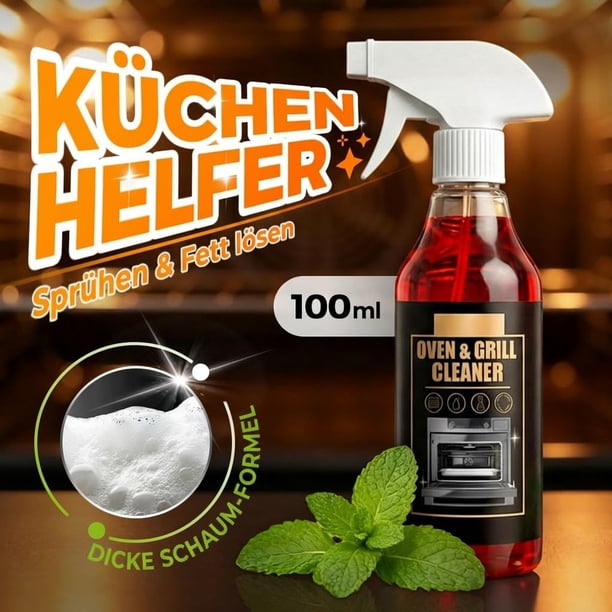 Spray limpiador de alta resistencia para hornos y parrillas: potente desengrasante para grasa incrustada, restos de comida quemada y suciedad. Limpiador multiusos para hornos, estufas, parrillas
