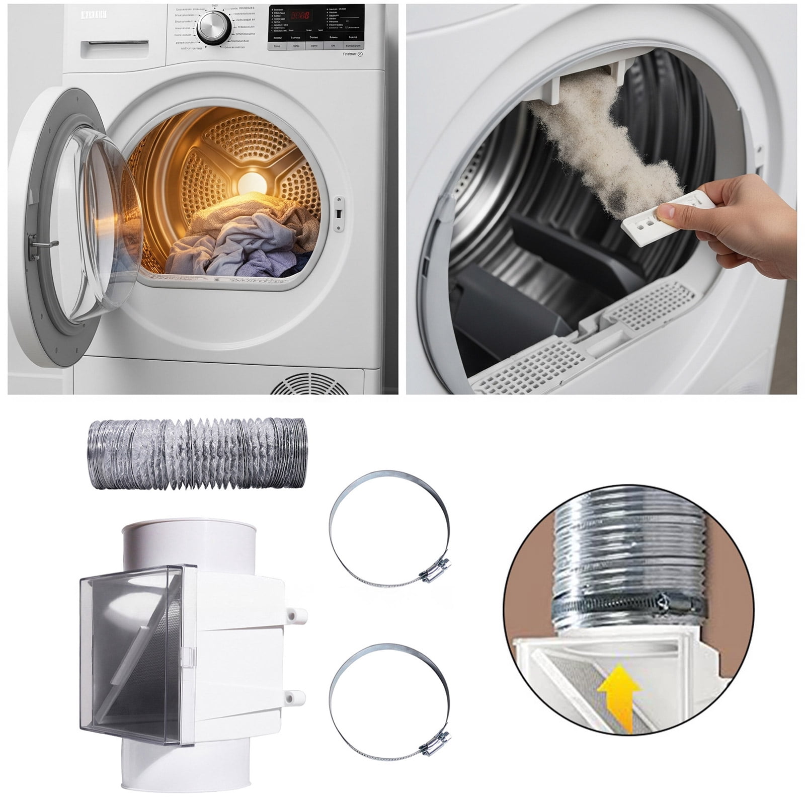 Dryer Outlet Particle Collector Entrap Flame Prevention Filter Reduces Flame Risk Improves Dryer Efficiency 4 Inch Compatible Plan