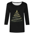 thumbnail image 5 of VKOYWKM Womens Christmas T Shirts Xmas Tree Graphic Tees 3/4 Length Sleeve Women Tops Casual Crew Neck Holiday Tunic Blouses, 5 of 6