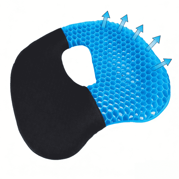 DUANJY Cooling Gel Seat Cushion for Long Sitting, Gel Infused Honeycomb Seat Pad, Soft & Breathable Chair Cushion for Office & Car, Black