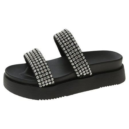 

YUHAOTIN Female Trending Sandals for Women 2024 Heel Women Shoes Soft Soled Sandals Fashionable Beach Slippers with Rhinestones Sport Sandals for Women Strappy Sandals Wedge