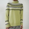 thumbnail image 4 of larppty Women's Fair Isle Sweater Casual Crewneck Long Sleeve Lightweight Vintage Knit Jumper Tops (Light Green, 3XL), 4 of 8