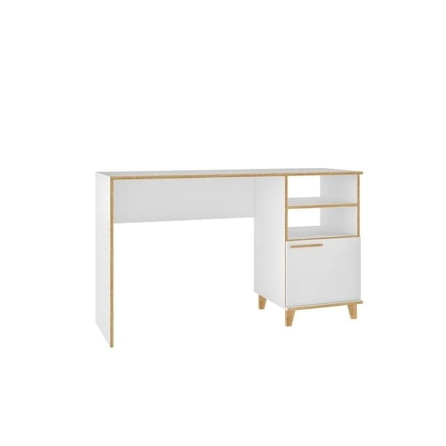 Minetta 2 Shelf White Mid Century Office Desk Walmart Com
