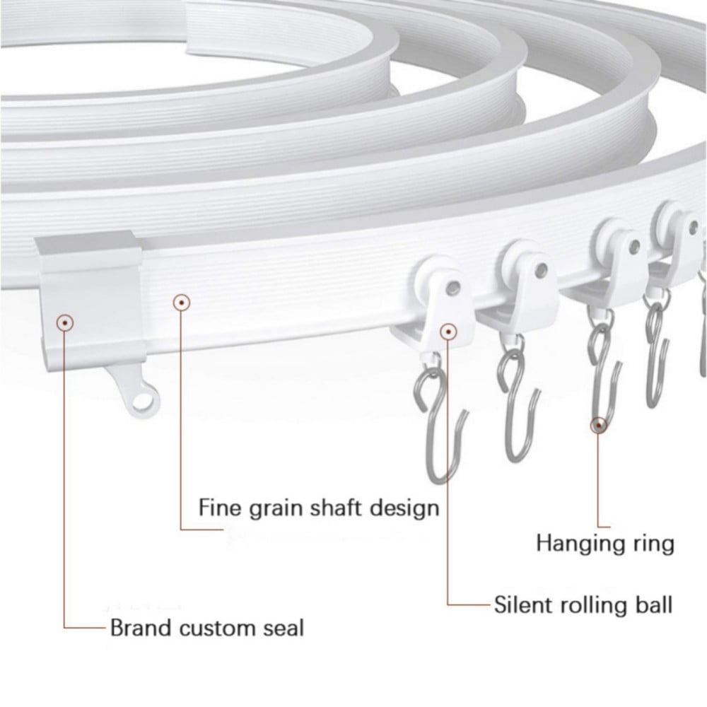 Curtain Track System, 3 Meters/ 9.8 Ft Bendable Ceiling Curtain Track, Curved Shower Curtain Rod, White